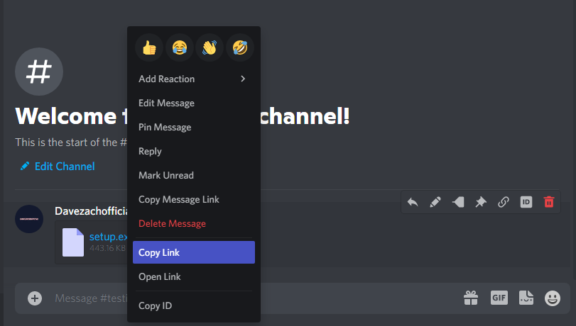 Copy Link feature on Discord